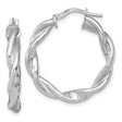 Sterling Silver Twisted Hoop Earrings with Braided Design for Women