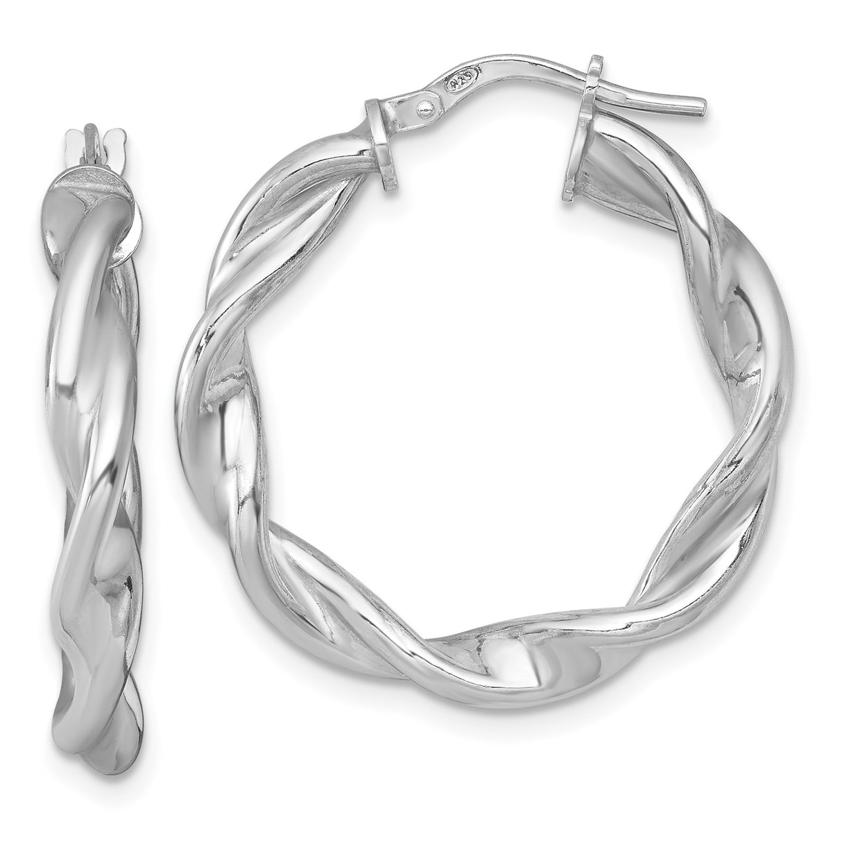 Sterling Silver Twisted Hoop Earrings with Braided Design for Women