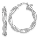 Sterling Silver Twisted Hoop Earrings with Braided Design for Women