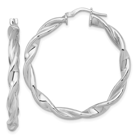 Sterling Silver Twisted Hoop Earrings with Braided Interwoven Design for Women
