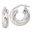Sterling Silver Twisted Hoop Earrings, Chunky Ribbed Design, High Polish Finish