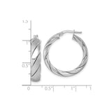 Sterling Silver Twisted Hoop Earrings with Satin and Polished Dual Finish for Women