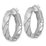 Sterling Silver Twisted Hoop Earrings with Swirl Design and Textured Matte Finish