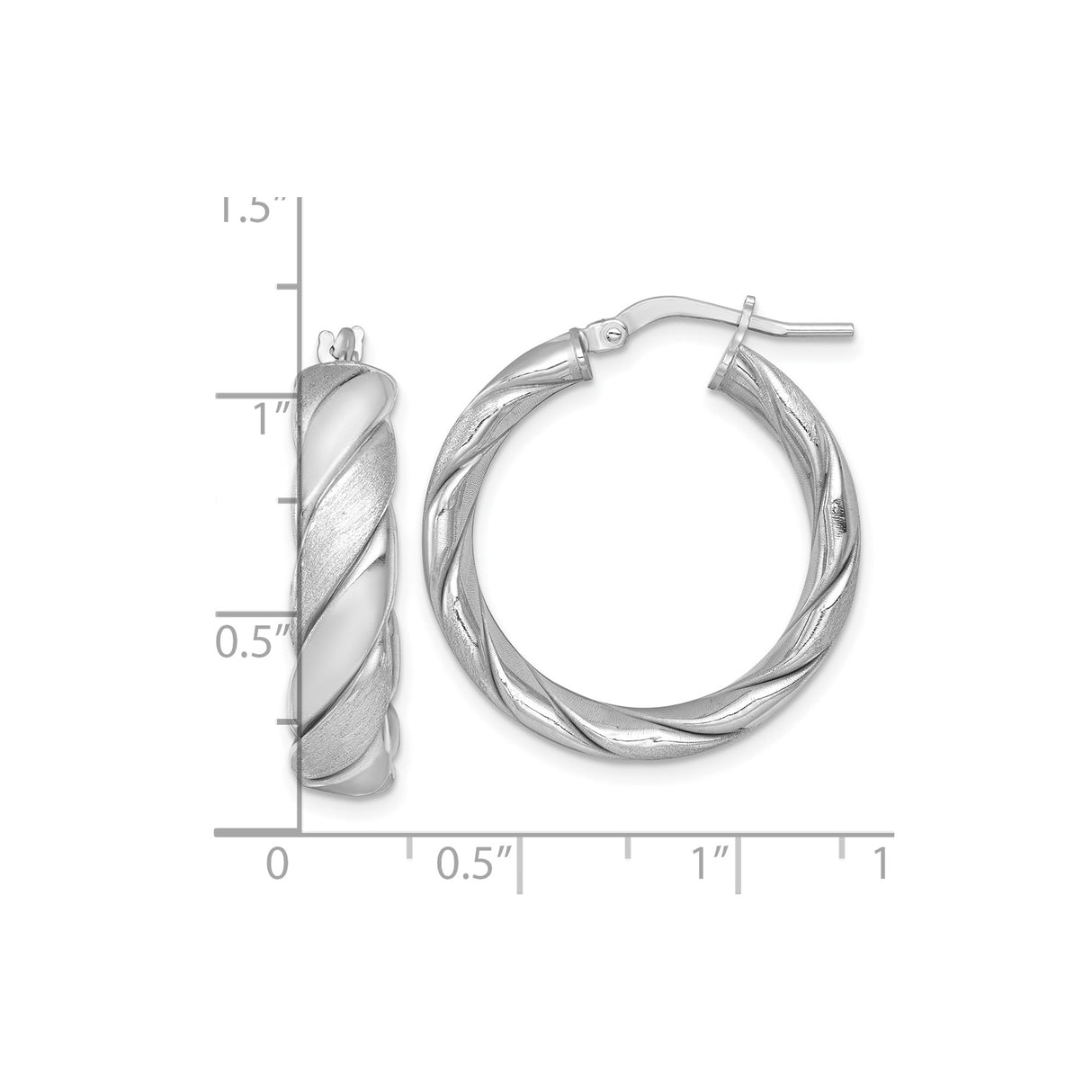 Sterling Silver Twisted Hoop Earrings with Swirl Design and Textured Matte Finish