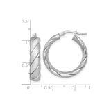 Sterling Silver Twisted Hoop Earrings with Swirl Design and Textured Matte Finish