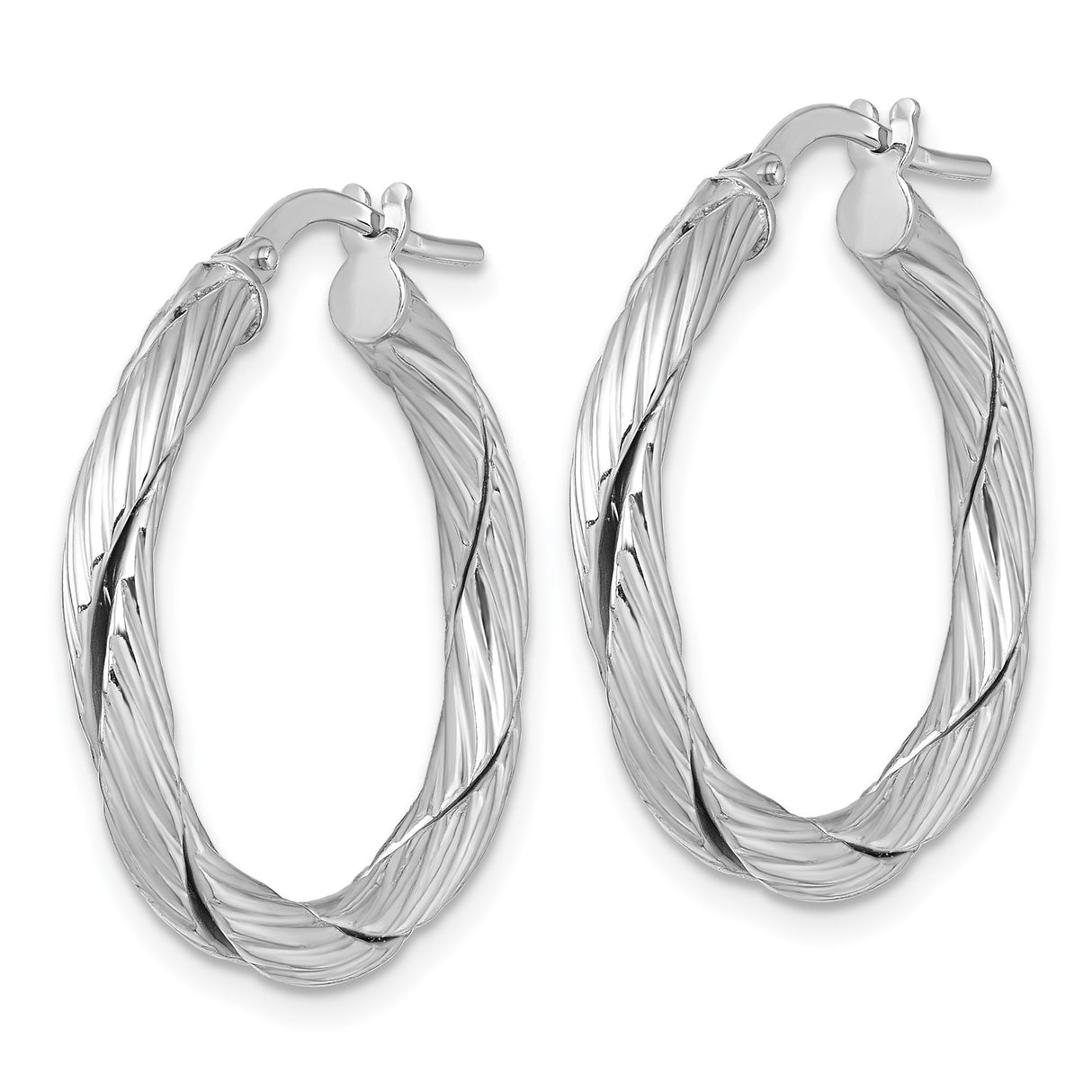 Sterling Silver Twisted Hoop Earrings with Polished Rope Design and Latch Back Closure