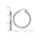 Sterling Silver Twisted Hoop Earrings with Polished Rope Design for Women