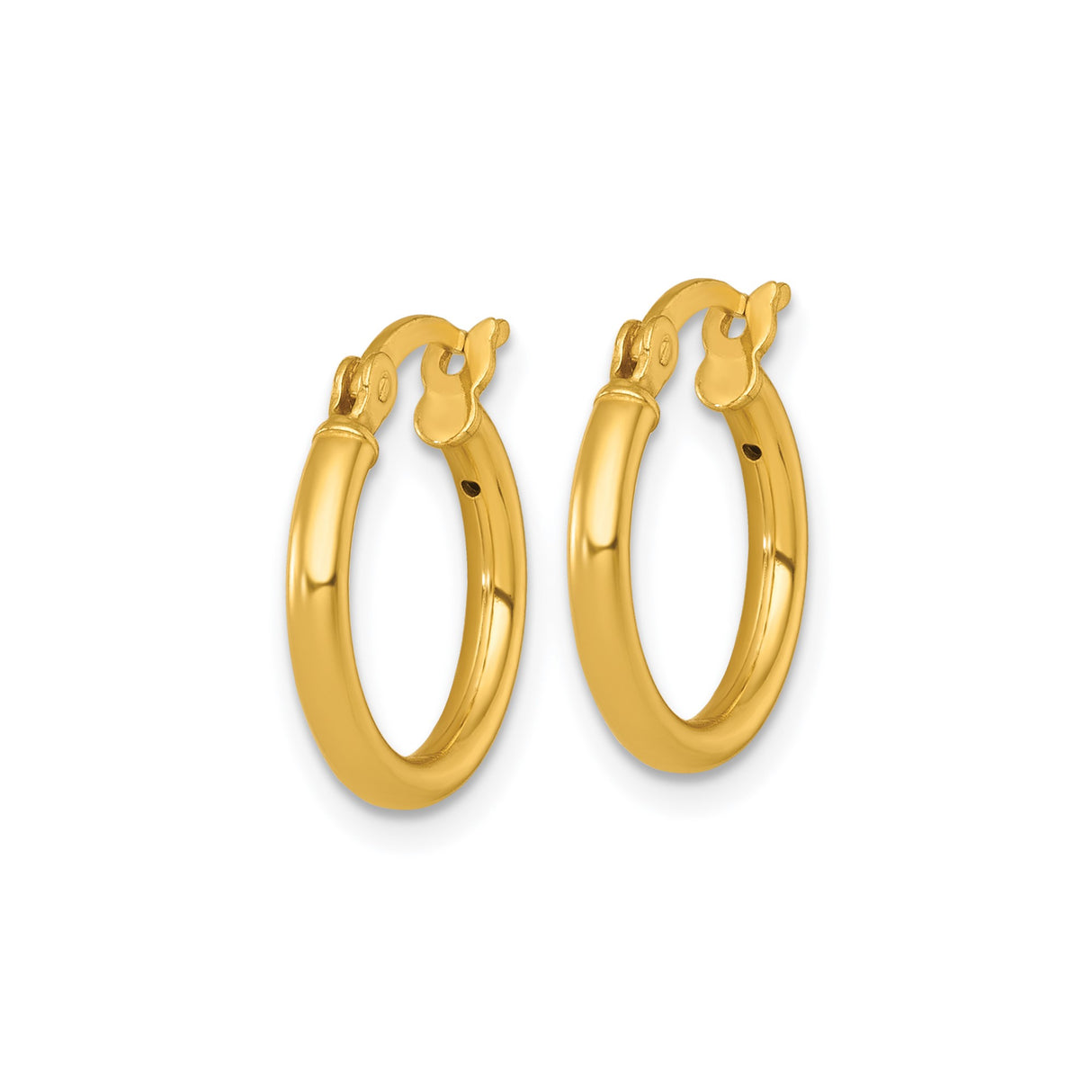 Sterling Silver Gold Plated Round Hoop Earrings with Latch Back Closure, Lightweight Minimalist Design