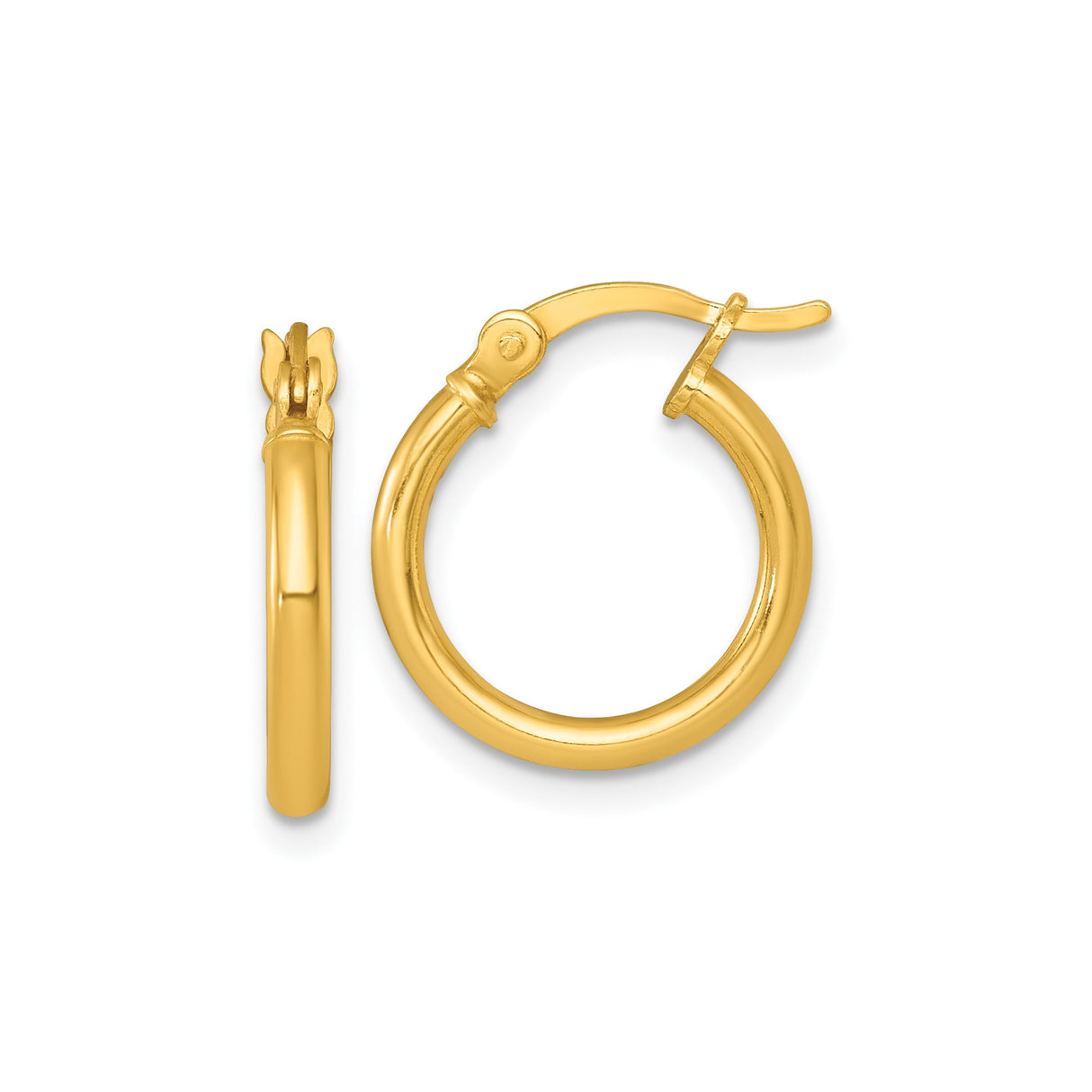 Sterling Silver Gold Plated Round Hoop Earrings with Latch Back Closure, Lightweight Minimalist Design