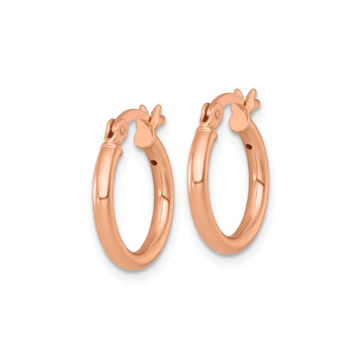 Sterling Silver Rose Gold Plated Hoop Earrings, Classic Round Tube with Snap Closure
