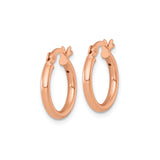 Sterling Silver Rose Gold Plated Hoop Earrings, Classic Round Tube with Snap Closure
