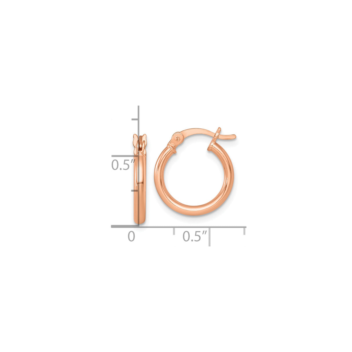 Sterling Silver Rose Gold Plated Hoop Earrings, Classic Round Tube with Snap Closure
