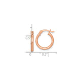 Sterling Silver Rose Gold Plated Hoop Earrings, Classic Round Tube with Snap Closure
