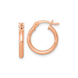 Sterling Silver Rose Gold Plated Hoop Earrings, Classic Round Tube with Snap Closure