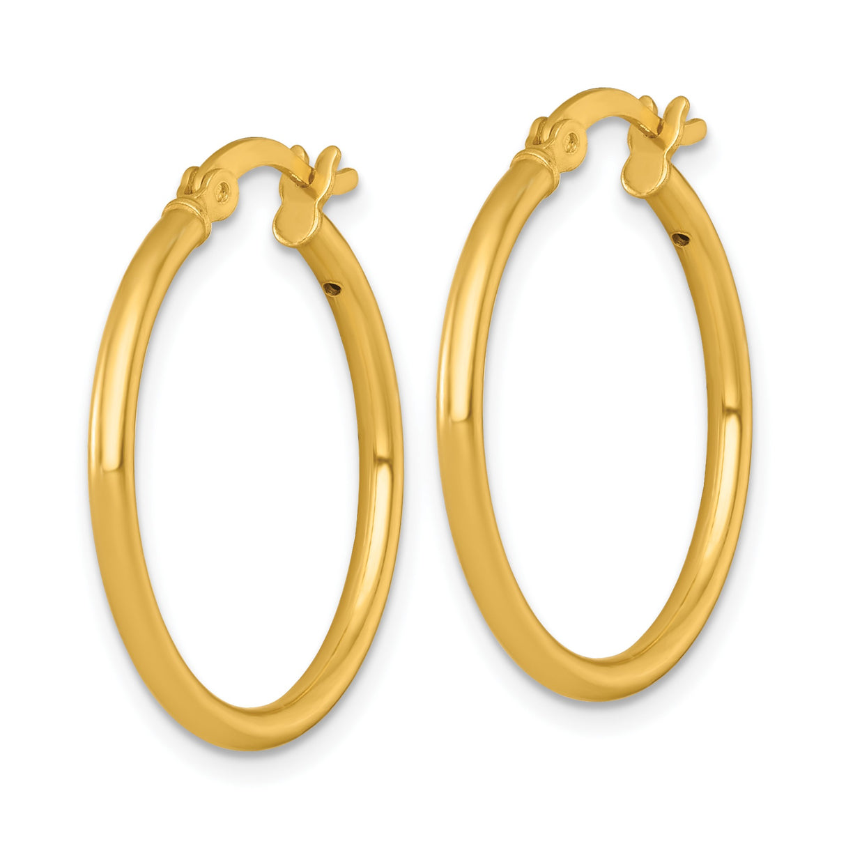 Sterling Silver Gold Plated Hoop Earrings, Classic Round Tube, Lightweight Modern Design for Women