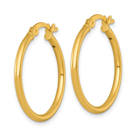 Sterling Silver Gold Plated Hoop Earrings, Classic Round Tube, Lightweight Modern Design for Women