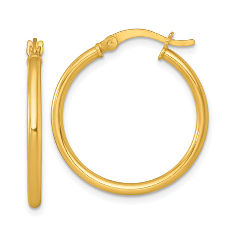 Sterling Silver Gold Plated Hoop Earrings, Classic Round Tube, Lightweight Modern Design for Women