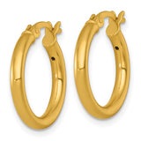 Gold Plated Sterling Silver Hoop Earrings, Classic Round Tube Design, Hinged Snap Closure, 18.5mm