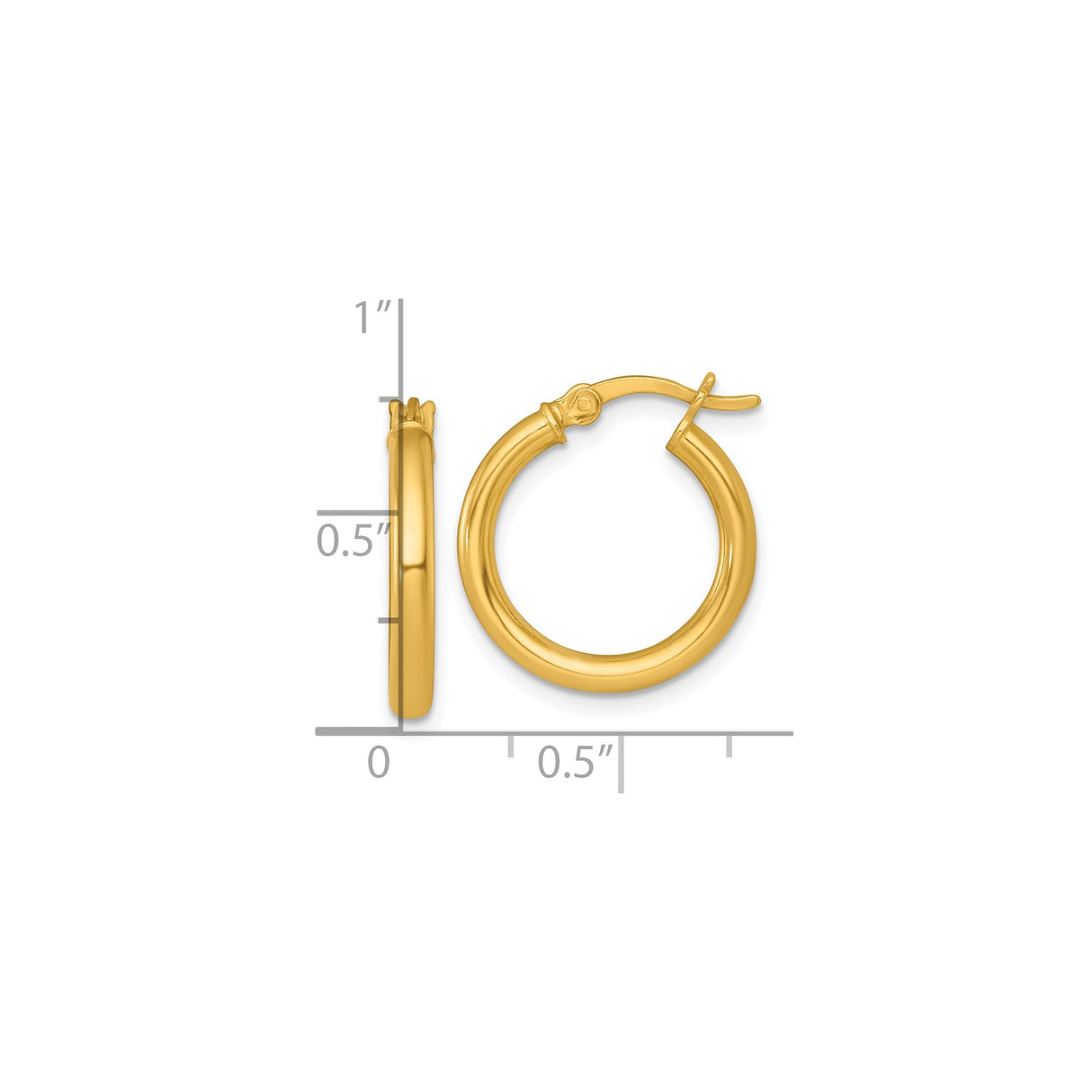 Sterling Silver Gold Plated Hoop Earrings, Classic Round Tube Design, Hinged Snap Closure