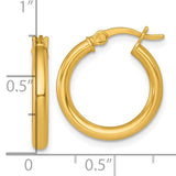Gold Plated Sterling Silver Hoop Earrings, Classic Round Tube Design, Hinged Snap Closure, 18.5mm
