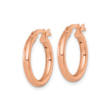 Sterling Silver Hoop Earrings, Rose Gold-Tone Round Tube Design, Lightweight and Modern Style