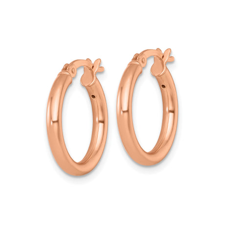 Sterling Silver Hoop Earrings, Rose Gold-Tone Round Tube Design, Lightweight and Modern Style