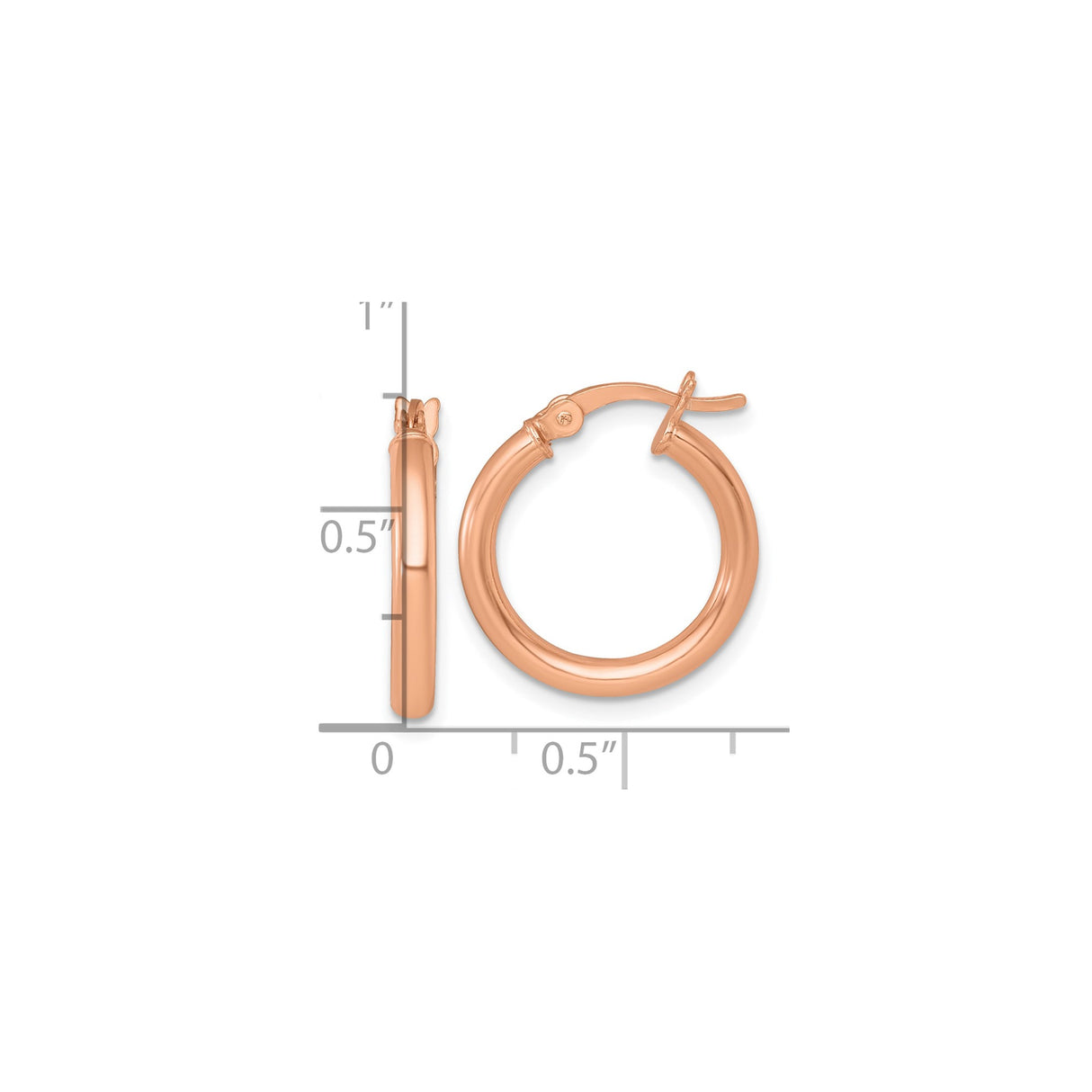 Sterling Silver Hoop Earrings, Rose Gold-Tone Round Tube Design, Lightweight and Modern Style