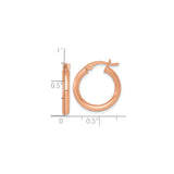Sterling Silver Hoop Earrings, Rose Gold-Tone Round Tube Design, Lightweight and Modern Style