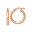 Sterling Silver Hoop Earrings, Rose Gold-Tone Round Tube Design, Lightweight and Modern Style