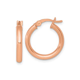 Sterling Silver Hoop Earrings, Rose Gold-Tone Round Tube Design, Lightweight and Modern Style