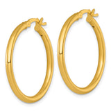 Sterling Silver Hoop Earrings, Polished Yellow Gold Plated Medium Round Tube Design for Women