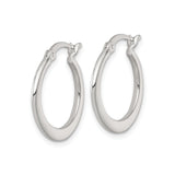 Sterling Silver Hoop Earrings, Smooth Rounded Polished Tapered Design, Lightweight Comfort Fit