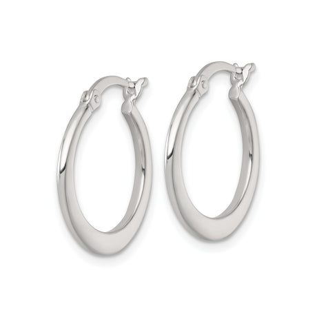 Sterling Silver Hoop Earrings, Smooth Rounded Polished Tapered Design, Lightweight Comfort Fit
