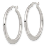 Sterling Silver Hoop Earrings, Classic Round Polished Design, Smooth Shiny Finish, Lightweight Style