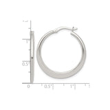 Sterling Silver Hoop Earrings, Classic Round Polished Design, Smooth Shiny Finish, Lightweight Style