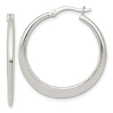 Sterling Silver Hoop Earrings, Classic Round Polished Design, Smooth Shiny Finish, Lightweight Style