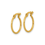 Sterling Silver Small Hoop Earrings, Gold Tone Round Tube with Hinged Snap Closure, Lightweight Design