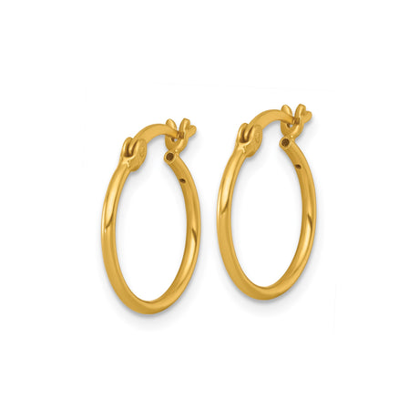 Sterling Silver Small Hoop Earrings, Gold Tone Round Tube with Hinged Snap Closure, Lightweight Design