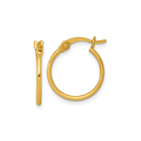 Sterling Silver Small Hoop Earrings, Gold Tone Round Tube with Hinged Snap Closure, Lightweight Design