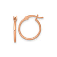 Sterling Silver Rose Gold Plated Hoop Earrings, Small Round Tube, Latch Back Closure