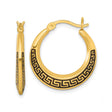 Sterling Silver Hoop Earrings with Black Enamel Greek Key Design for Women