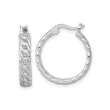 Sterling Silver Braided Hoop Earrings with Twisted Rope Design, Polished Finish, Minimalist Style