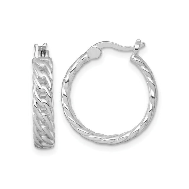 Sterling Silver Braided Hoop Earrings with Twisted Rope Design, Polished Finish, Minimalist Style