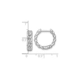 Sterling Silver Cuban Link Hoop Earrings, Polished Interwoven Chain Design for Women
