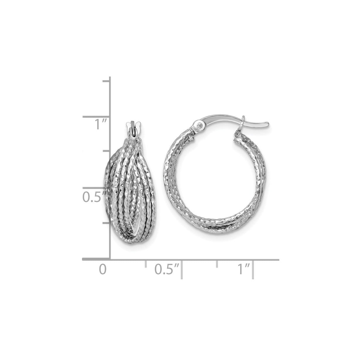 Sterling Silver Twisted Hoop Earrings with Diamond-Cut Finish and Crisscross Design
