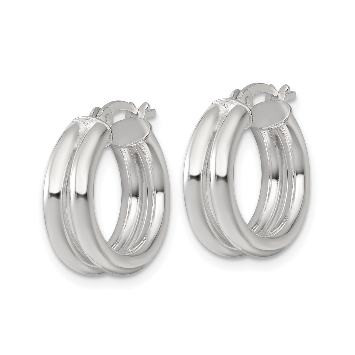 Sterling Silver Hoop Earrings, Rounded Tubular Design with High Polish Finish