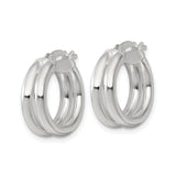 Sterling Silver Hoop Earrings, Rounded Tubular Design with High Polish Finish