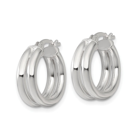 Sterling Silver Hoop Earrings, Rounded Tubular Design with High Polish Finish