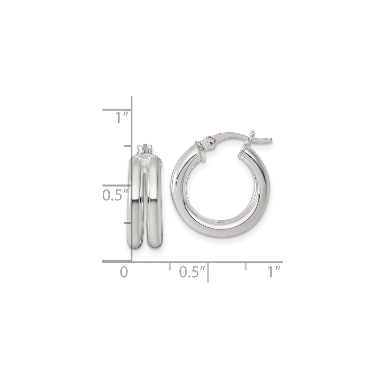 Sterling Silver Hoop Earrings, Rounded Tubular Design with High Polish Finish