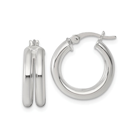 Sterling Silver Hoop Earrings, Rounded Tubular Design with High Polish Finish